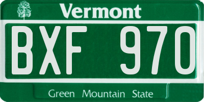 VT license plate BXF970