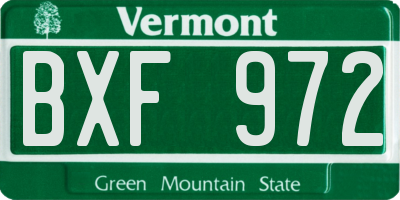VT license plate BXF972