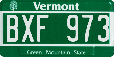 VT license plate BXF973