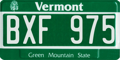 VT license plate BXF975