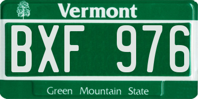 VT license plate BXF976