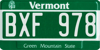 VT license plate BXF978