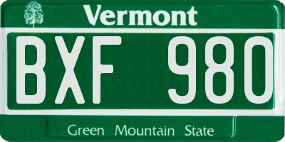 VT license plate BXF980
