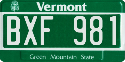 VT license plate BXF981