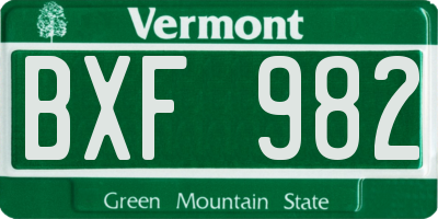 VT license plate BXF982
