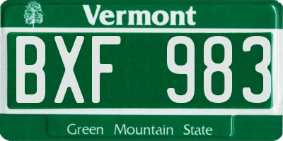VT license plate BXF983
