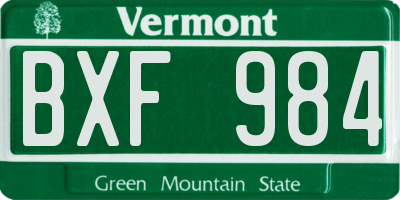 VT license plate BXF984
