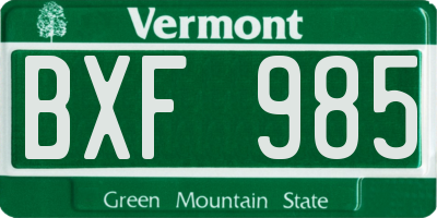 VT license plate BXF985