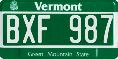 VT license plate BXF987