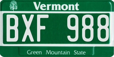 VT license plate BXF988