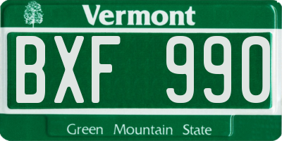VT license plate BXF990