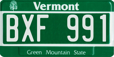 VT license plate BXF991