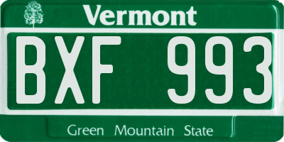 VT license plate BXF993