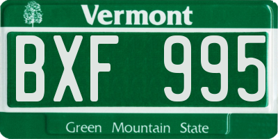 VT license plate BXF995