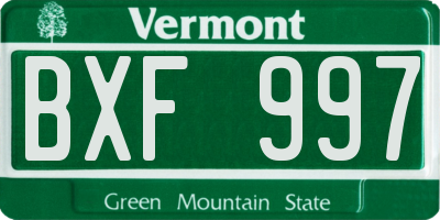 VT license plate BXF997
