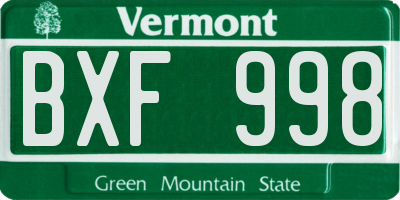 VT license plate BXF998