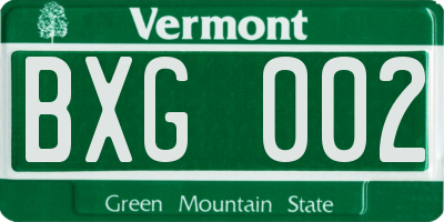 VT license plate BXG002