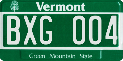 VT license plate BXG004