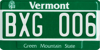 VT license plate BXG006