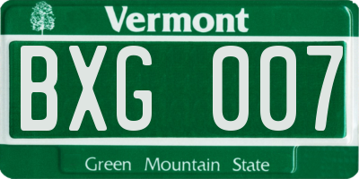VT license plate BXG007