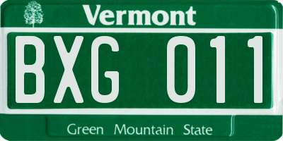 VT license plate BXG011