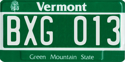VT license plate BXG013