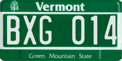 VT license plate BXG014