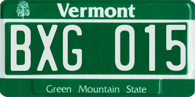 VT license plate BXG015