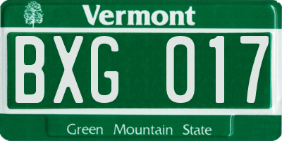 VT license plate BXG017