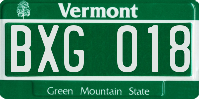 VT license plate BXG018