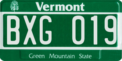 VT license plate BXG019