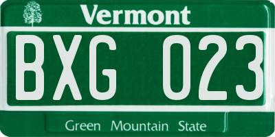 VT license plate BXG023