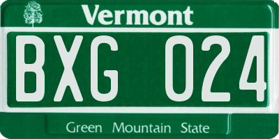 VT license plate BXG024