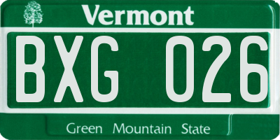 VT license plate BXG026