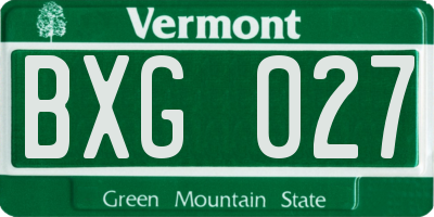 VT license plate BXG027