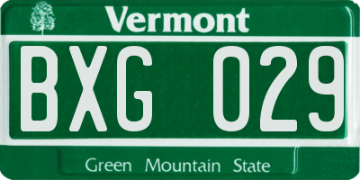 VT license plate BXG029