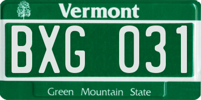 VT license plate BXG031