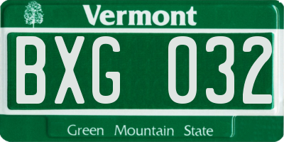 VT license plate BXG032