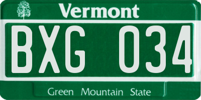 VT license plate BXG034