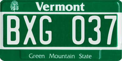 VT license plate BXG037