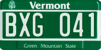 VT license plate BXG041