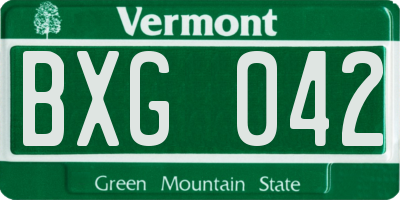 VT license plate BXG042
