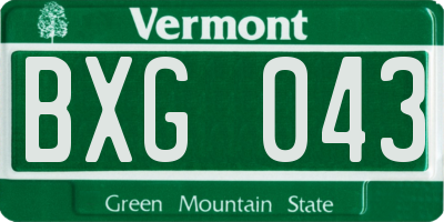 VT license plate BXG043