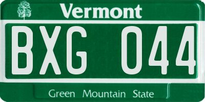 VT license plate BXG044