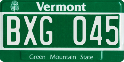 VT license plate BXG045