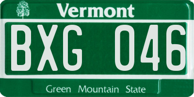 VT license plate BXG046