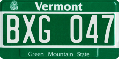 VT license plate BXG047