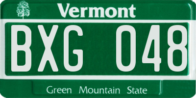 VT license plate BXG048