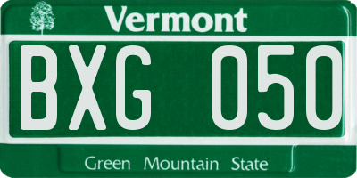 VT license plate BXG050