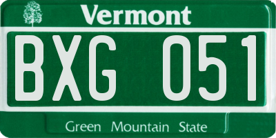 VT license plate BXG051